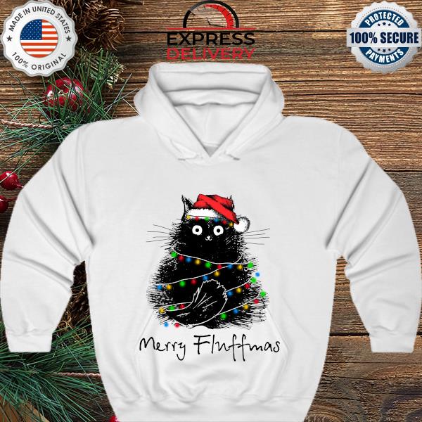 Black cat Merry Fluffmas Christmas sweater hoodie