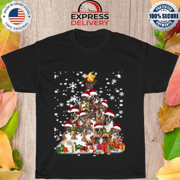 Boxer dog Christmas tree hoodie