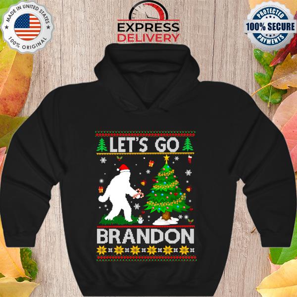Santa Bigfoot Let's Go Brandon Ugly Christmas Sweater Hoodie
