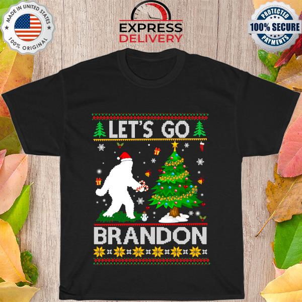 Santa Bigfoot Let's Go Brandon Ugly Christmas Sweater