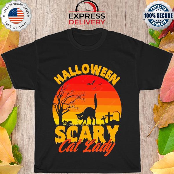 Halloween scary cat lady halloween shirt