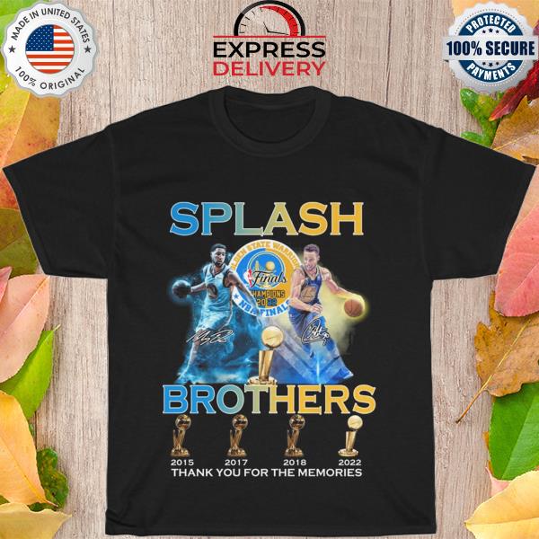 Golden State Warriors Stephen Curry and Klay Thompson splash brothers thank you for the memories signatures shirt