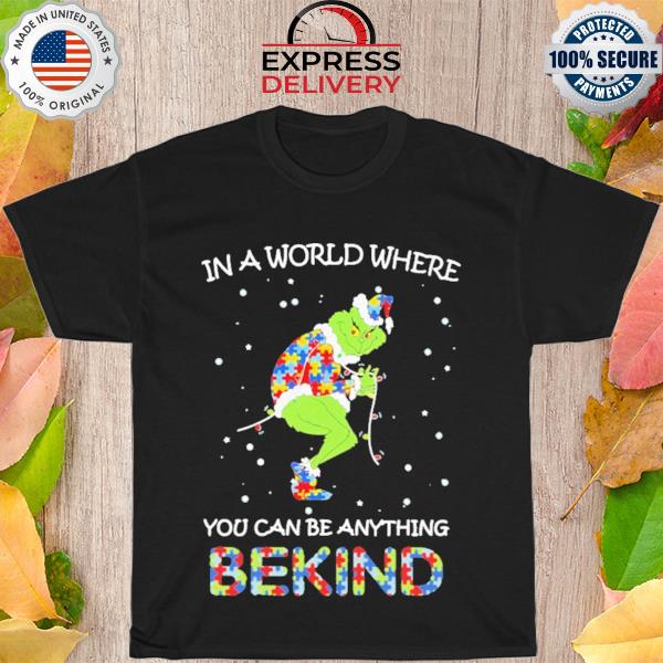 Santa grinch in a world where you can be anything be kind autism Christmas sweater