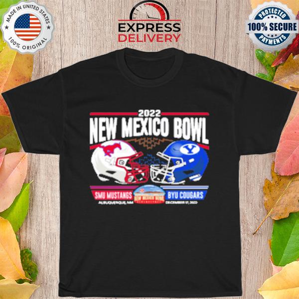 Men's new mexico bowl smu mustangs vs byu cougars helmets shirt