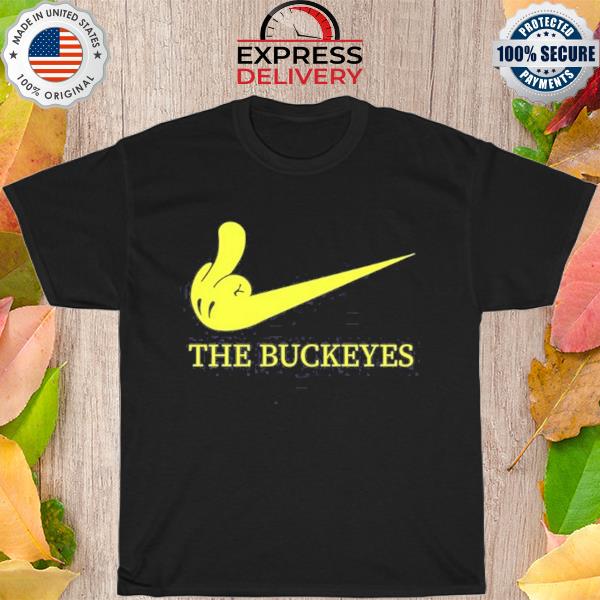 Michigan big ten football fan flipping the bird to buckeye shirt