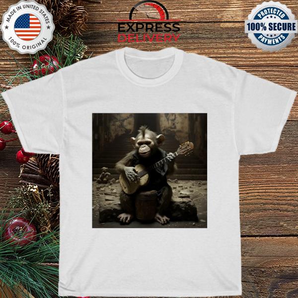 The monkey playing the guitar in the street shirt