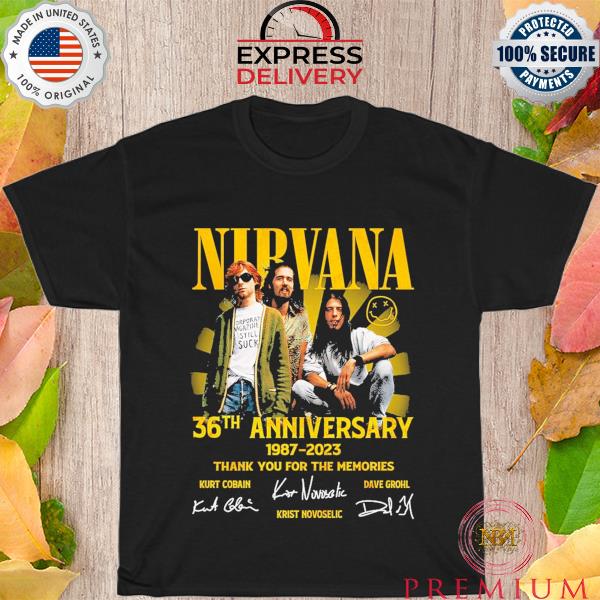 Nirvana 36th anniversary 1987-2023 thank you for the memories signatures shirt