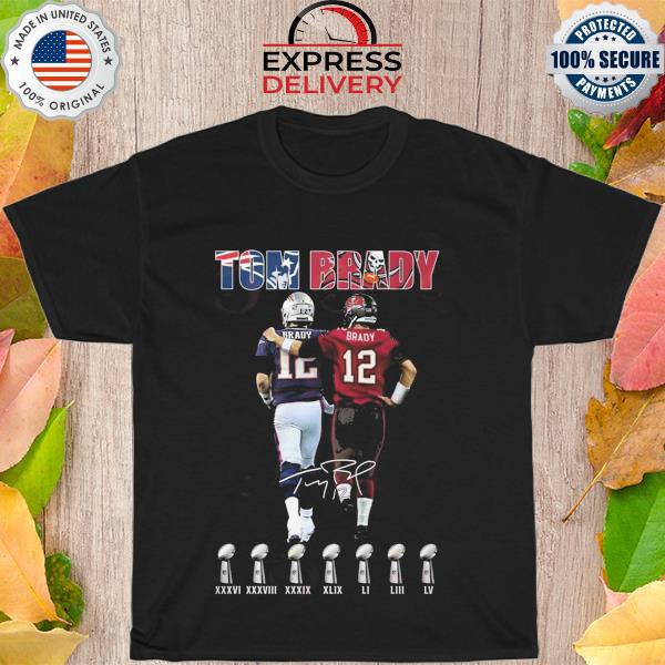 Tom Brady Patriots and Tom Brady buccaneers signature shirt