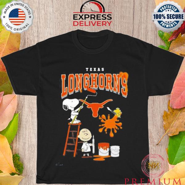 The Peanuts Charlie Snoopy And Woodstock Wall Paint Texas Longhorns Shirt
