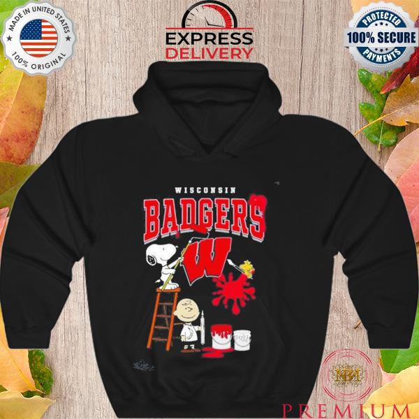 The Peanuts Charlie Snoopy And Woodstock Wall Paint Wisconsin Badgers Shirt Hoodie