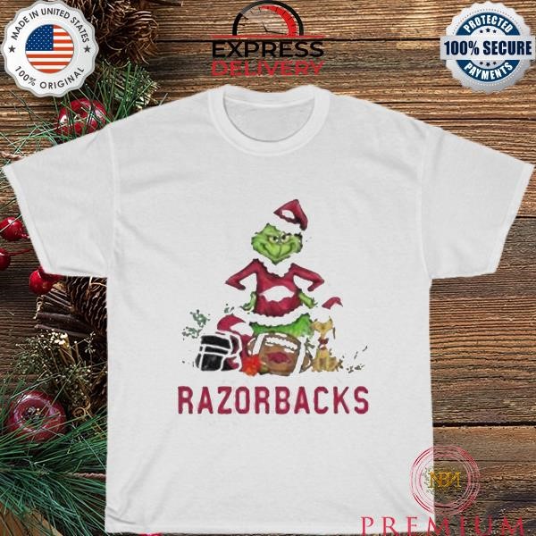 Arkansas Razorbacks Grinch and Max dog funny Christmas 2023 shirt