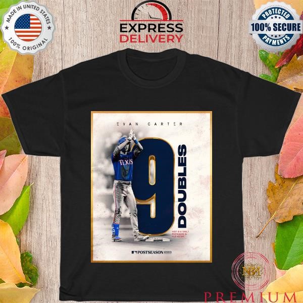 Evan carter 9 double most in a single postseason in mlb history shirt
