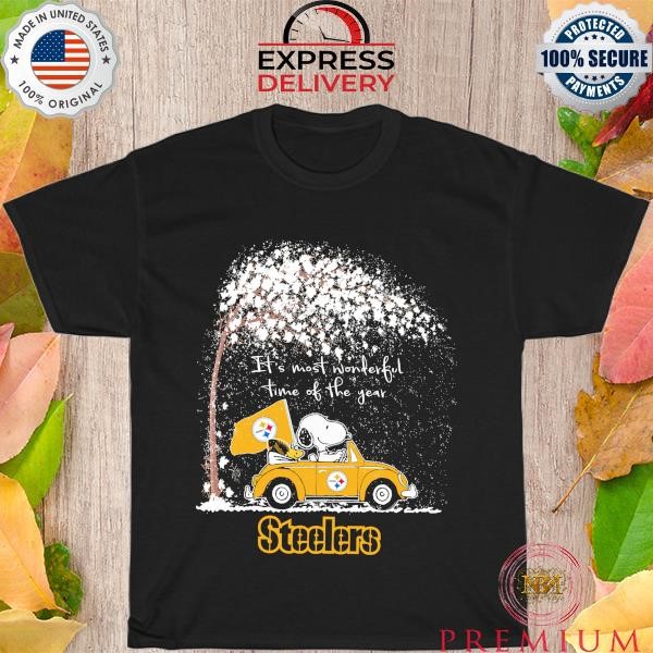 Funny Snoopy driving car Pittsburgh Steelers Its Most Wonderful Time Of The Year 2023 shirt