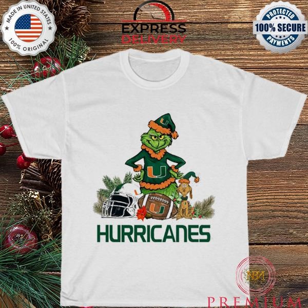 Miami Hurricanes Grinch and Max dog funny Christmas 2023 shirt