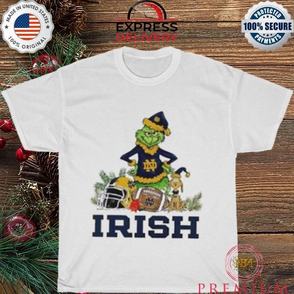 Notre Dame Fighting Irish Grinch and Max dog funny Christmas 2023 shirt