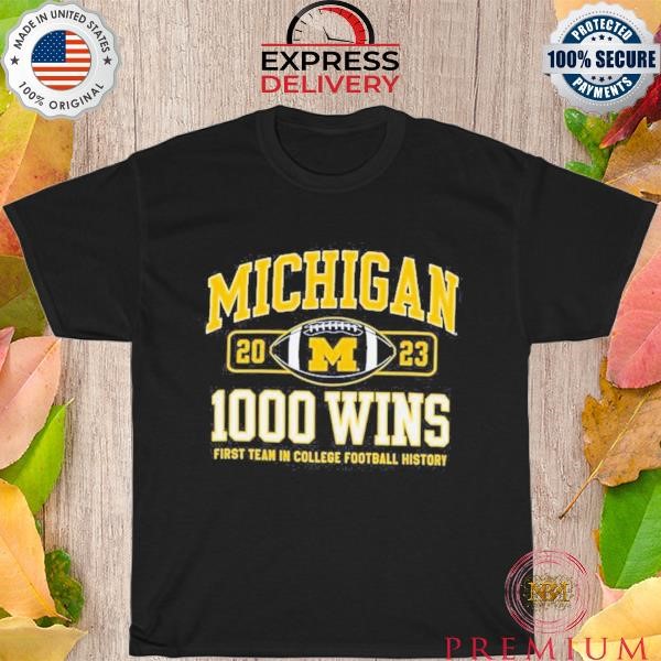 Official Champion Navy Michigan Wolverines Football 1,000 Wins T-Shirt