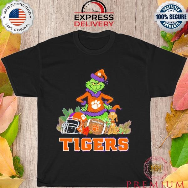 Premium Clemson tigers Grinch and Max dog funny Christmas 2023 shirt