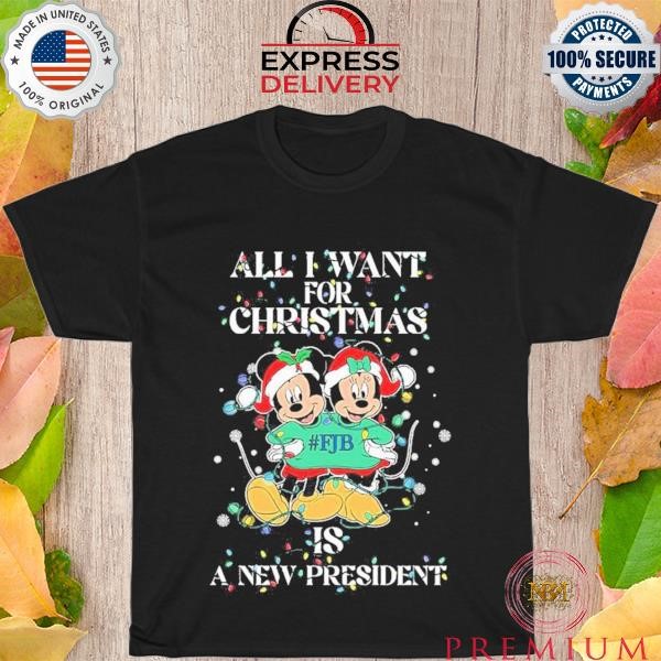 Santa Mickey Mouse all I want for christmas FJB is a new president christmas sweater