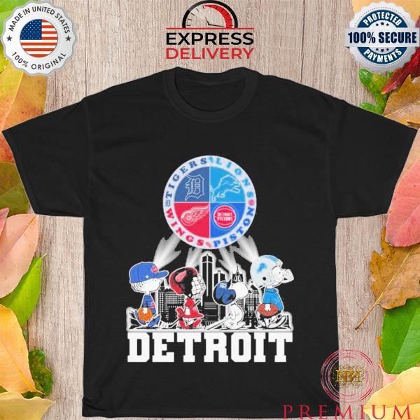 Top Snoopy and peanut abbey road Detroit sports team 2023 shirt
