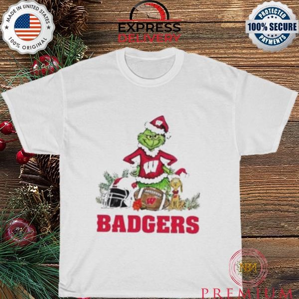 Wisconsin Badgers Grinch and Max dog funny Christmas 2023 shirt