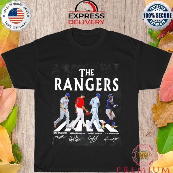 World Seris Rangers Walking Abbey Road Signatures Baseball 2023 Shirt